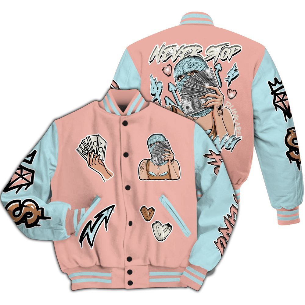 Varsity Jacket To Match Dunk Low Glacier Arctic - Hustling Unique All Over Print