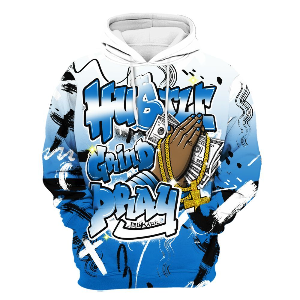 Hoodie To Match Blueberry 12s - Money Hustle Grind Pray All Over Print