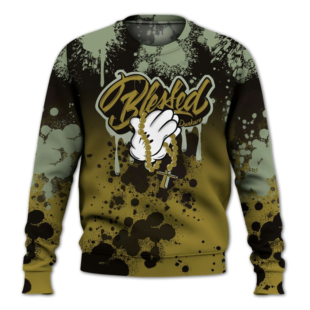 Sweatshirt To Match Air Flightposite Metallic Gold - God Blessed Ink Drip All Over Print