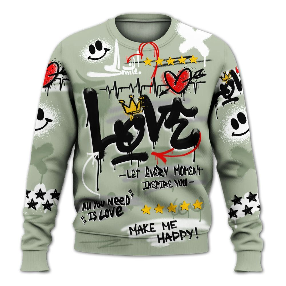Dunkare Seafoam Sail 4s Shirt, Happy Love Beats Graffiti Streetwear All Over Print Unisex Sweatshirt