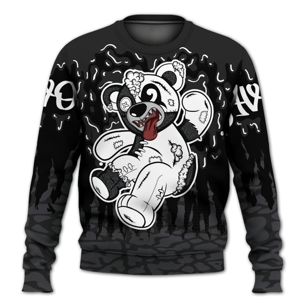 Sweatshirt To Match Black Cat 3s - Havok Bear Dripping All Over Print