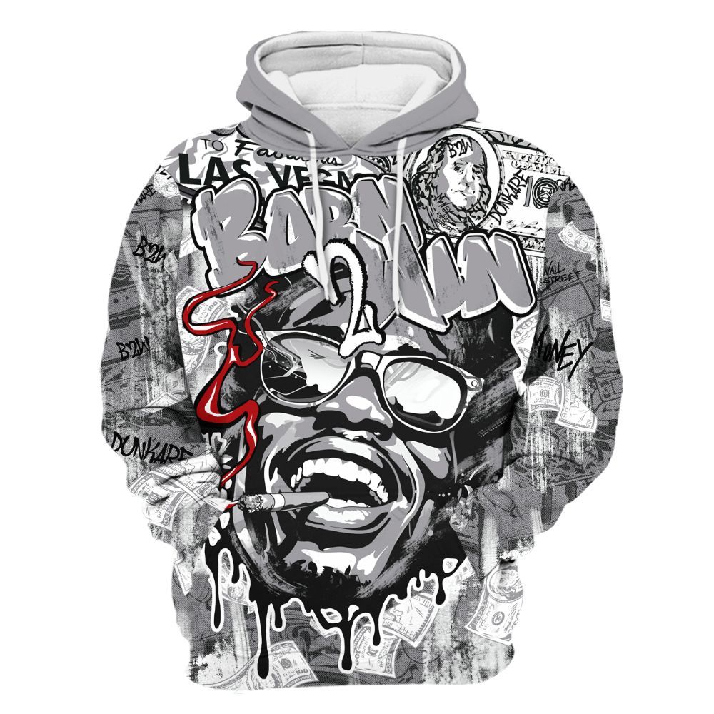 Hoodie To Match Cement Grey 3s - Born To Win Money All Over Print