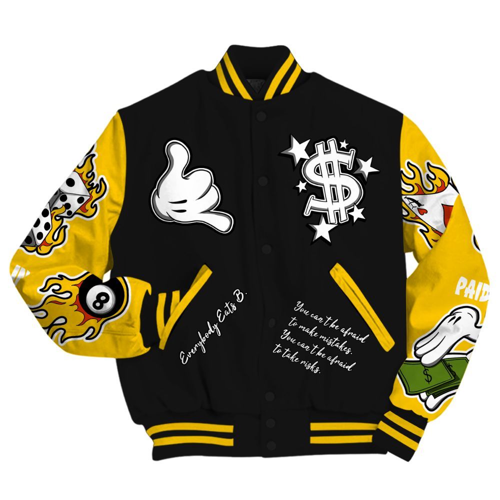 Varsity Jacket To Match Corteiz Air Max 95 Tour Yellow - Funny Everybody Paid In Full Graphic All Over Print