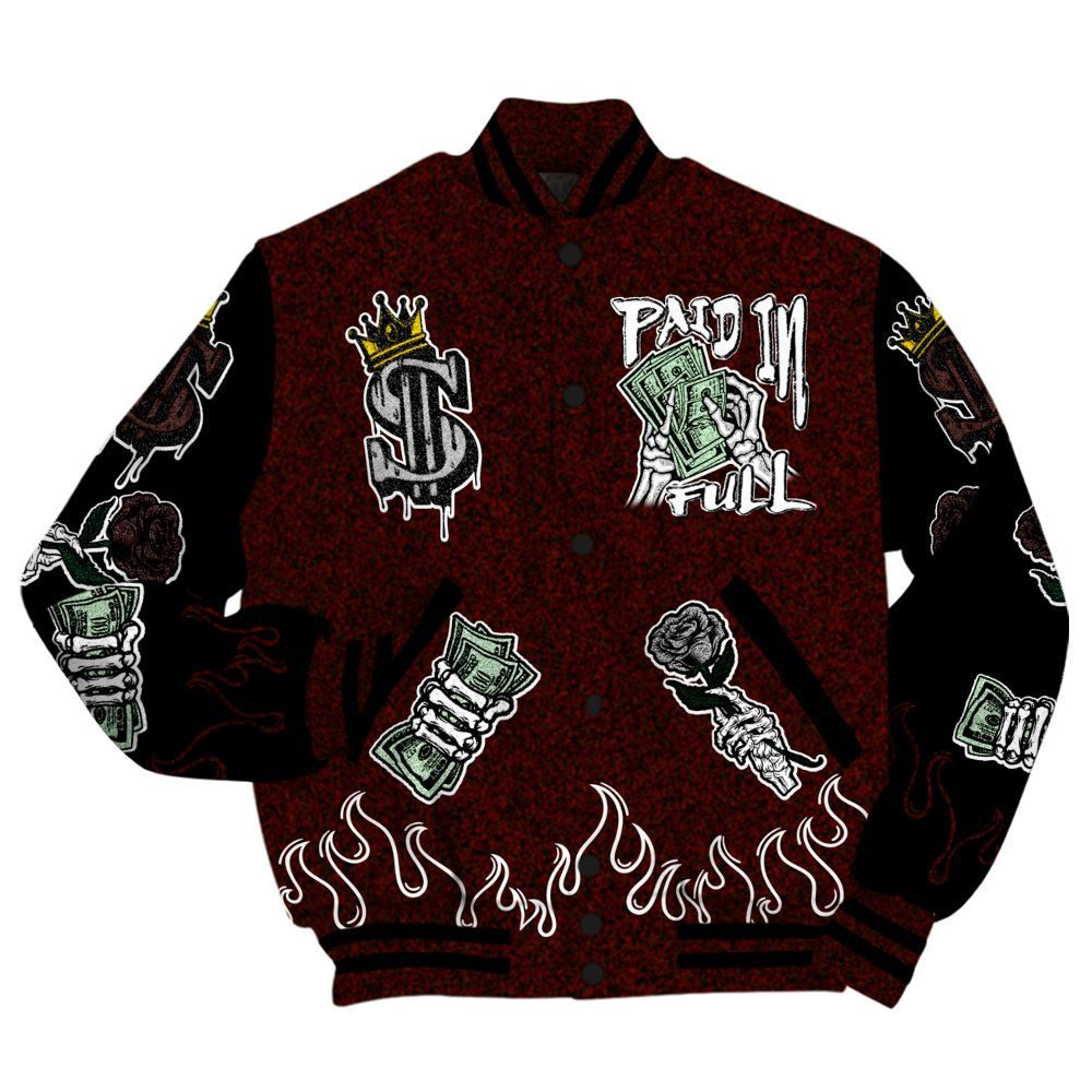 Varsity Jacket To Match Air Force 1 Low Halloween Skull 2024 - Fire Everybody Paid In All Over Print