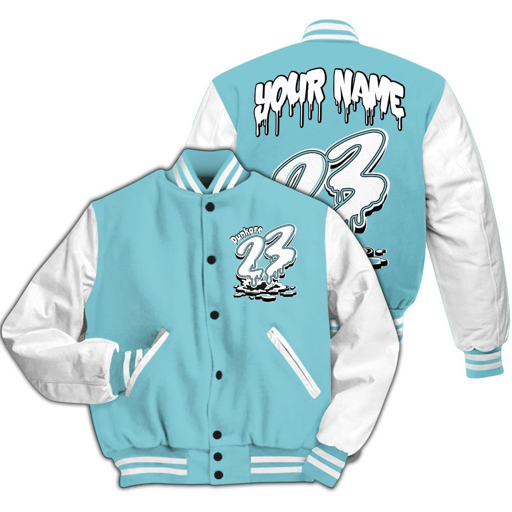 Varsity Jacket To Match Low Legend Blue 11s - Custom Name 23 Drip All Over Print