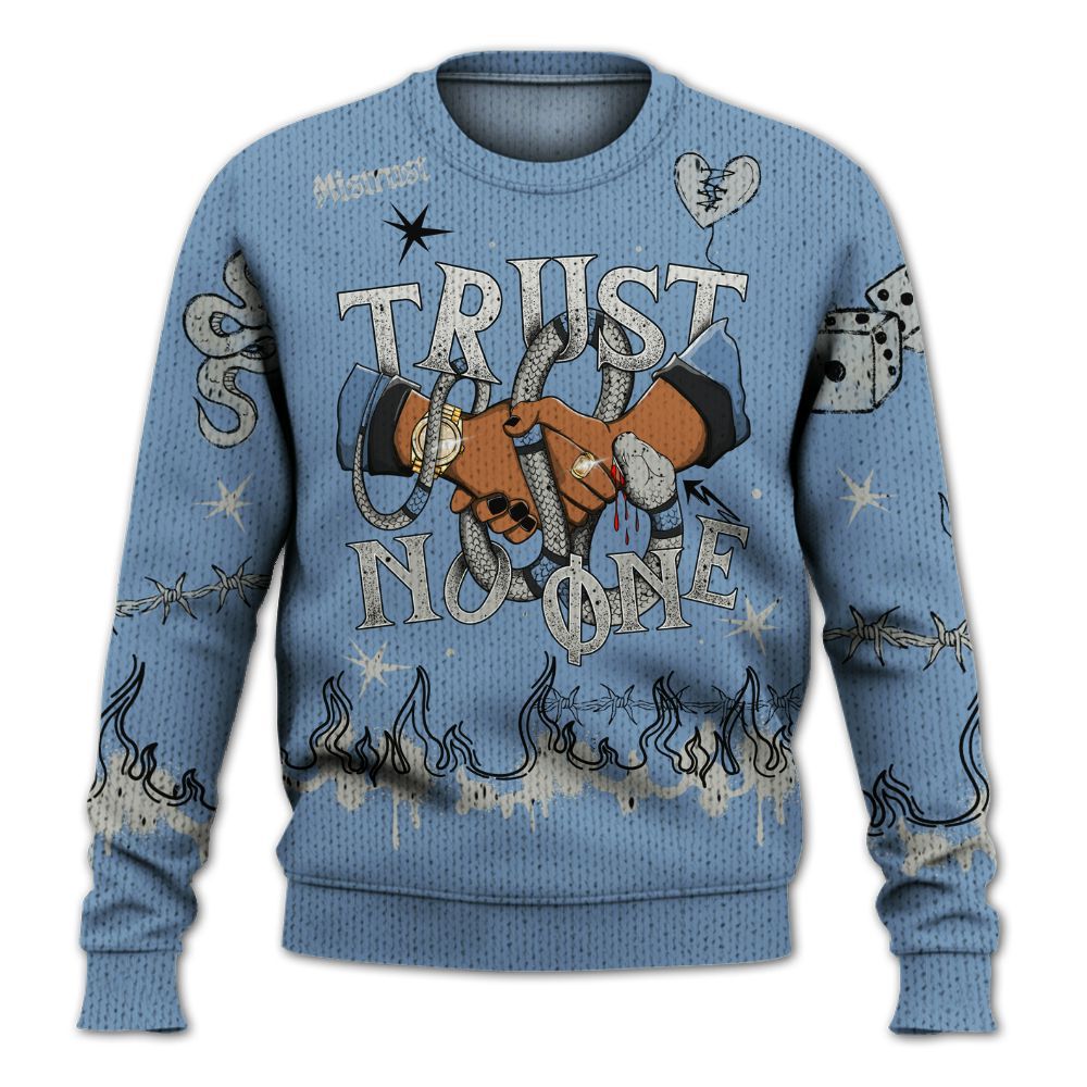 Knitted Sweater To Match University Blue 4s - Trust No One Snake-Bite Doodle Crayon