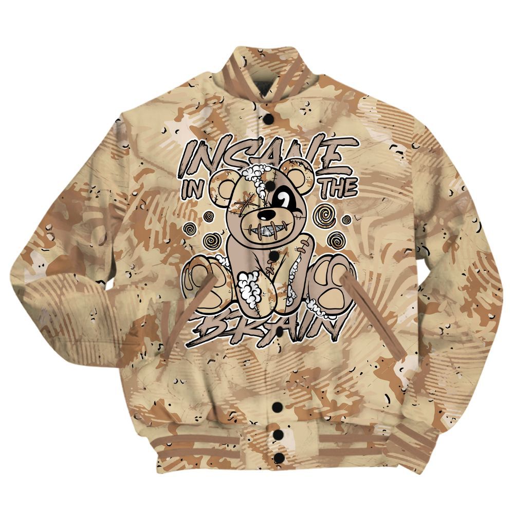 Varsity Jacket To Match Desert Camo 3s Shirt - Insanes Bear Fume All Over Print