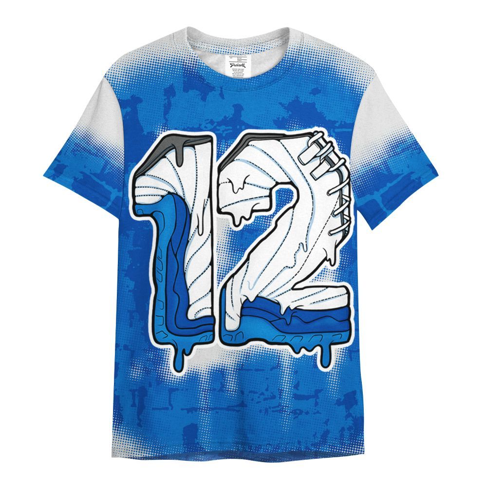 Shirt To Match Blueberry 12s - No.12 Drip Graphic  Custom Name All Over Print