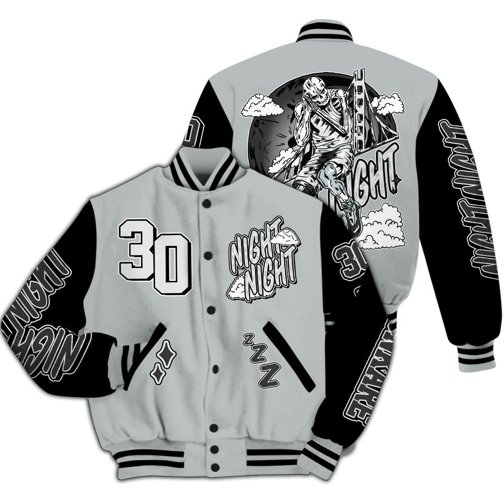 Varsity Jacket To Match Black Wolf Grey 12s - Seeya Skeleton All Over Print