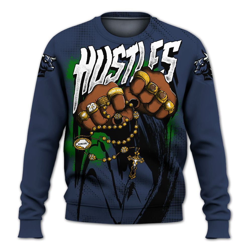 Sweatshirt To Match Midnight Navy 13s - Hustle Make Money All Over Print