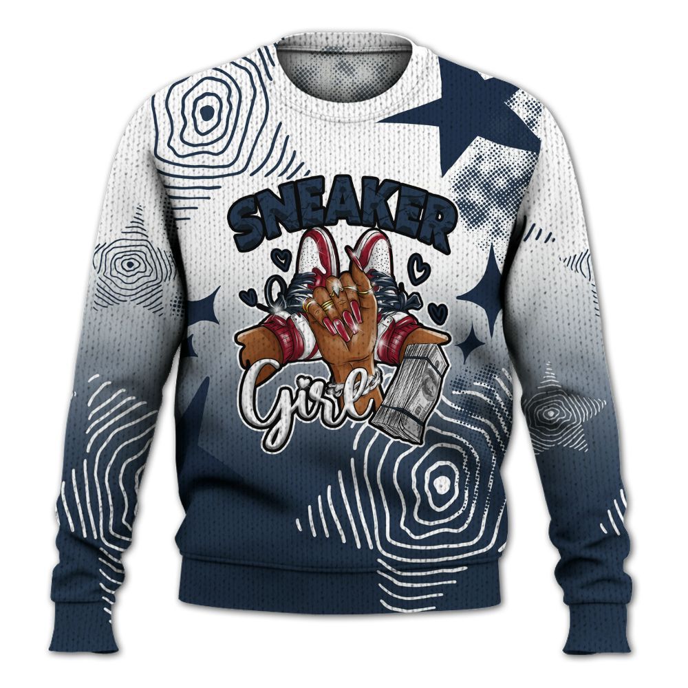 Knitted Sweater To Match White Midnight Navy 6s - Sneakerz Girlz Unique Starz