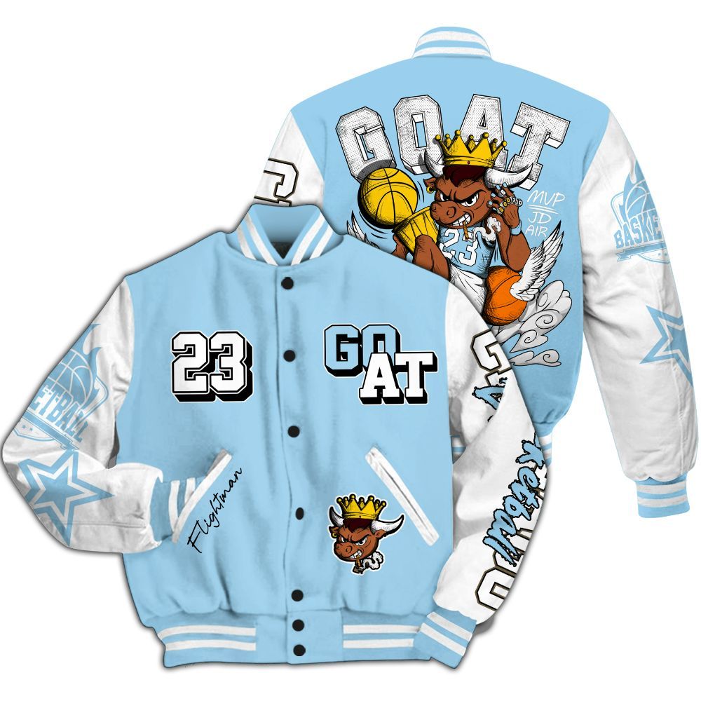 Varsity Jacket To Match Legend Blue 11s - FlightMan G.O.A.T Number 23 All Over Print