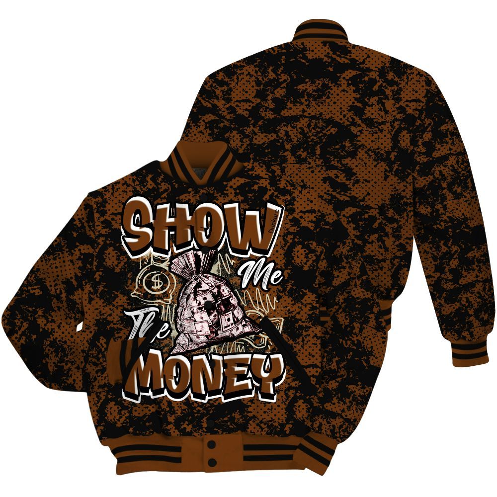 Varsity Jacket To Match Archaeo Brown 5s - Show Me The Money Retro All Over Print