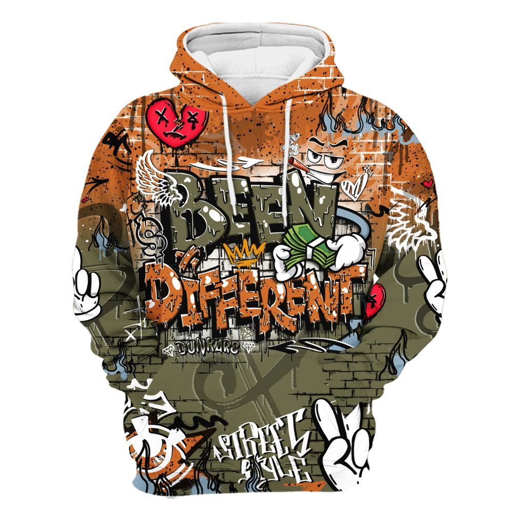 Hoodie To Match Olive 5s - Been Dif2erent Drip Graffiti All Over Print