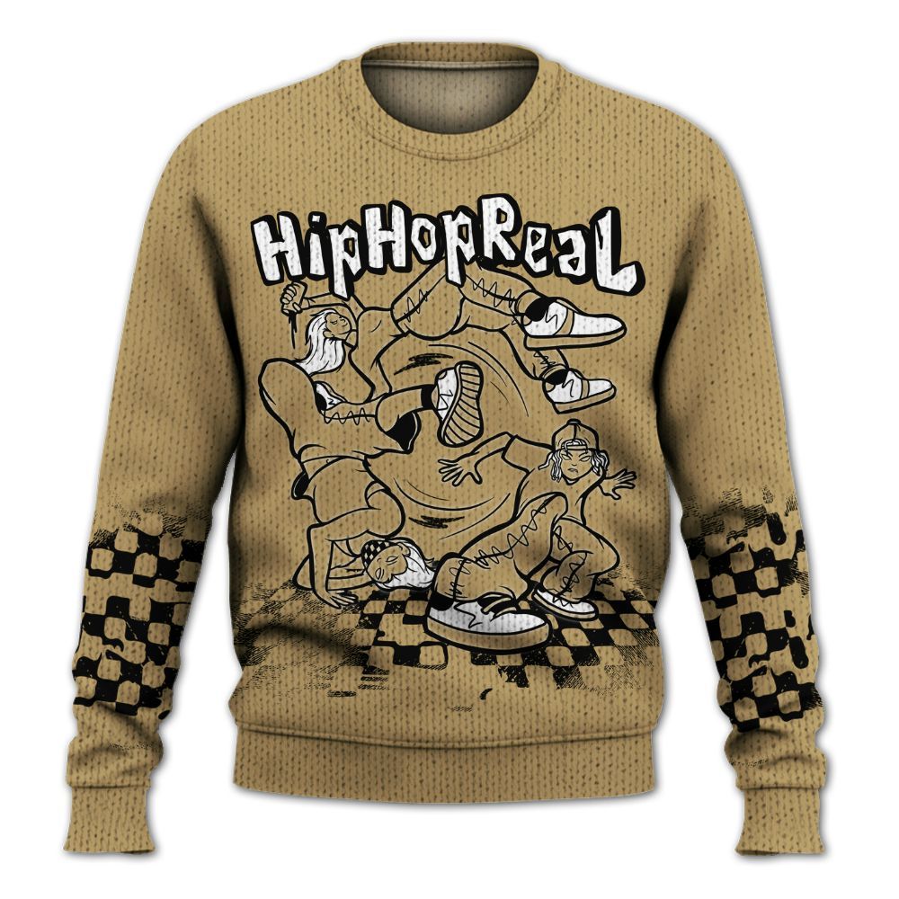 Knitted Sweater To Match High OG Black Metallic Gold 1s - Feel Life Street Style