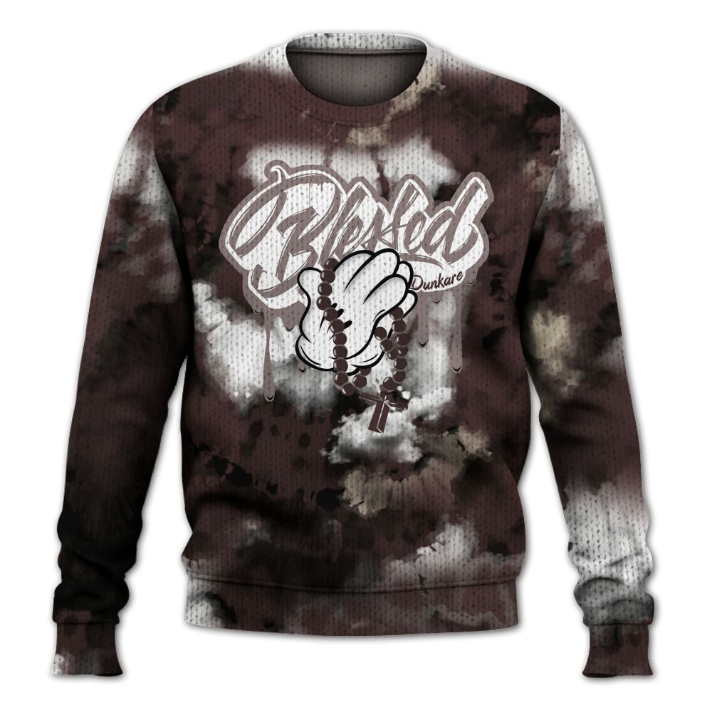 Knitted Sweater To Match Burgundy Crush 3s - God Blessed Tie Dye