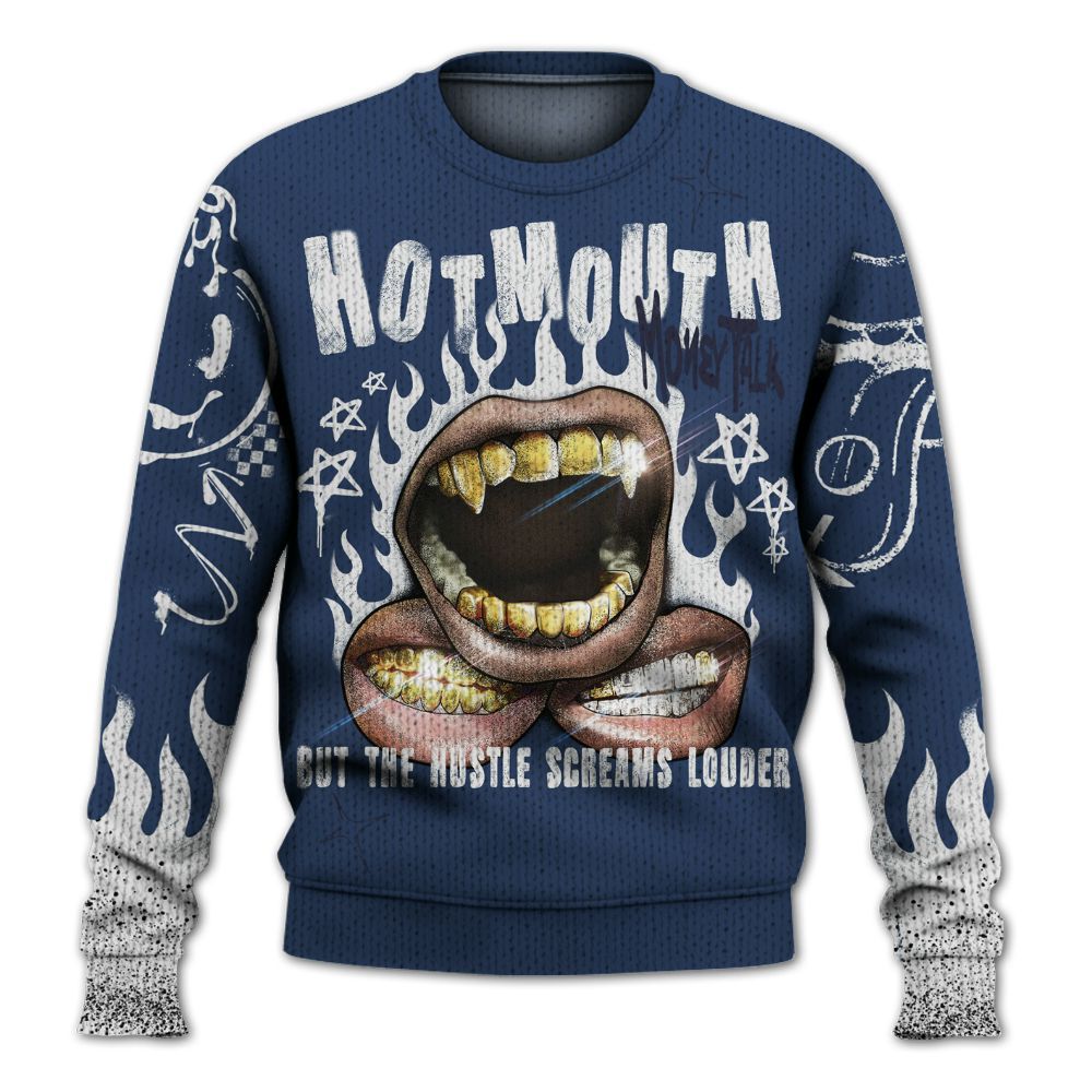 Knitted Sweater To Match Low 85 Metallic Blue 1s - Mouth Burning Street Style