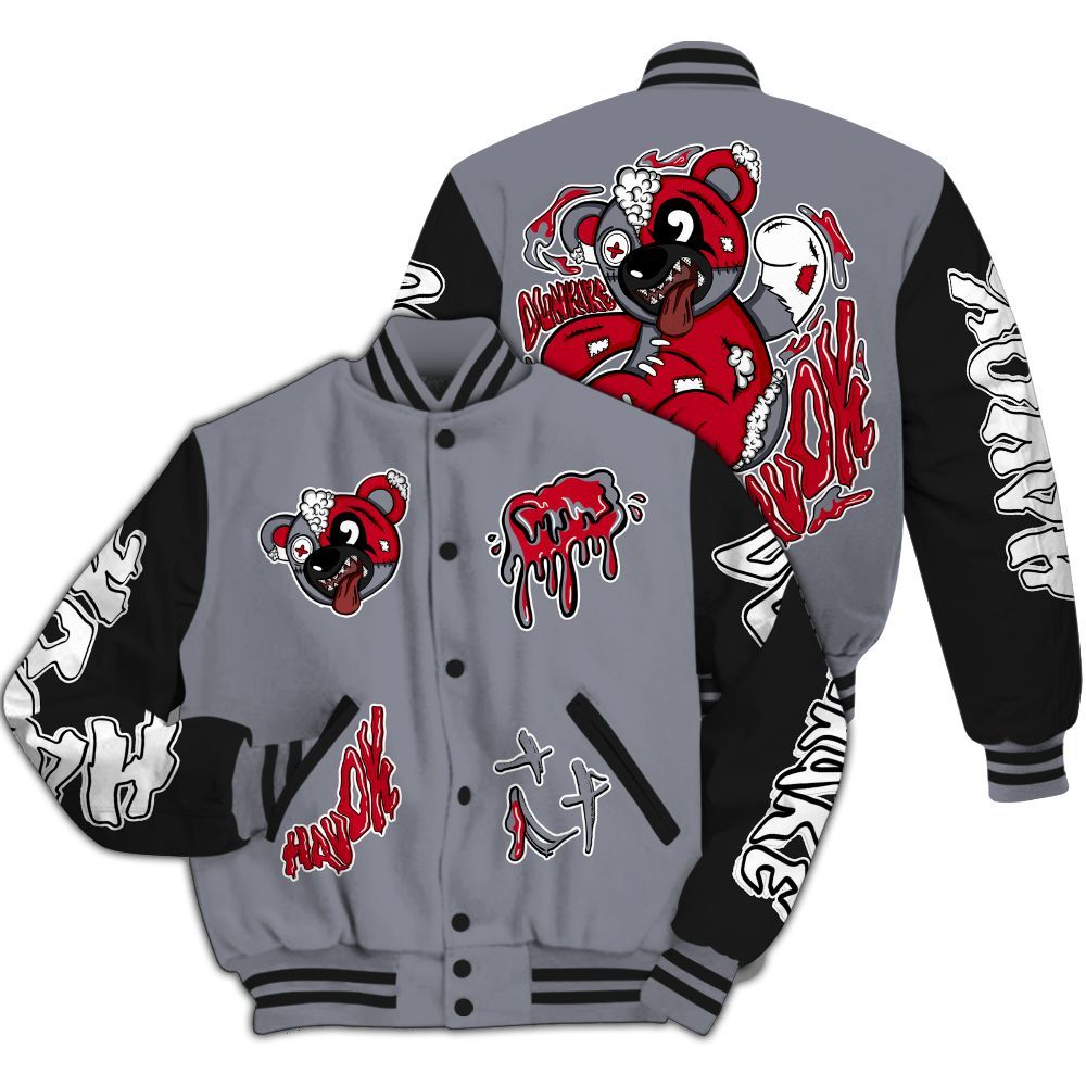 Varsity Jacket To Match Retro Black Flint 13s - Havok Bear All Over Print