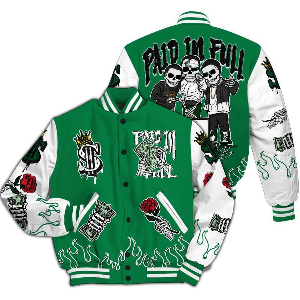 Varsity Jacket To Match Pine Green 13s - Everybody Paid In All Over Print