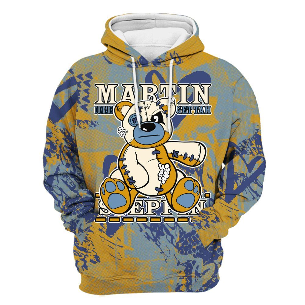 Hoodie To Match High OG First In Flight 1s - Tah Steppin Bear Heart Grunge All Over Print