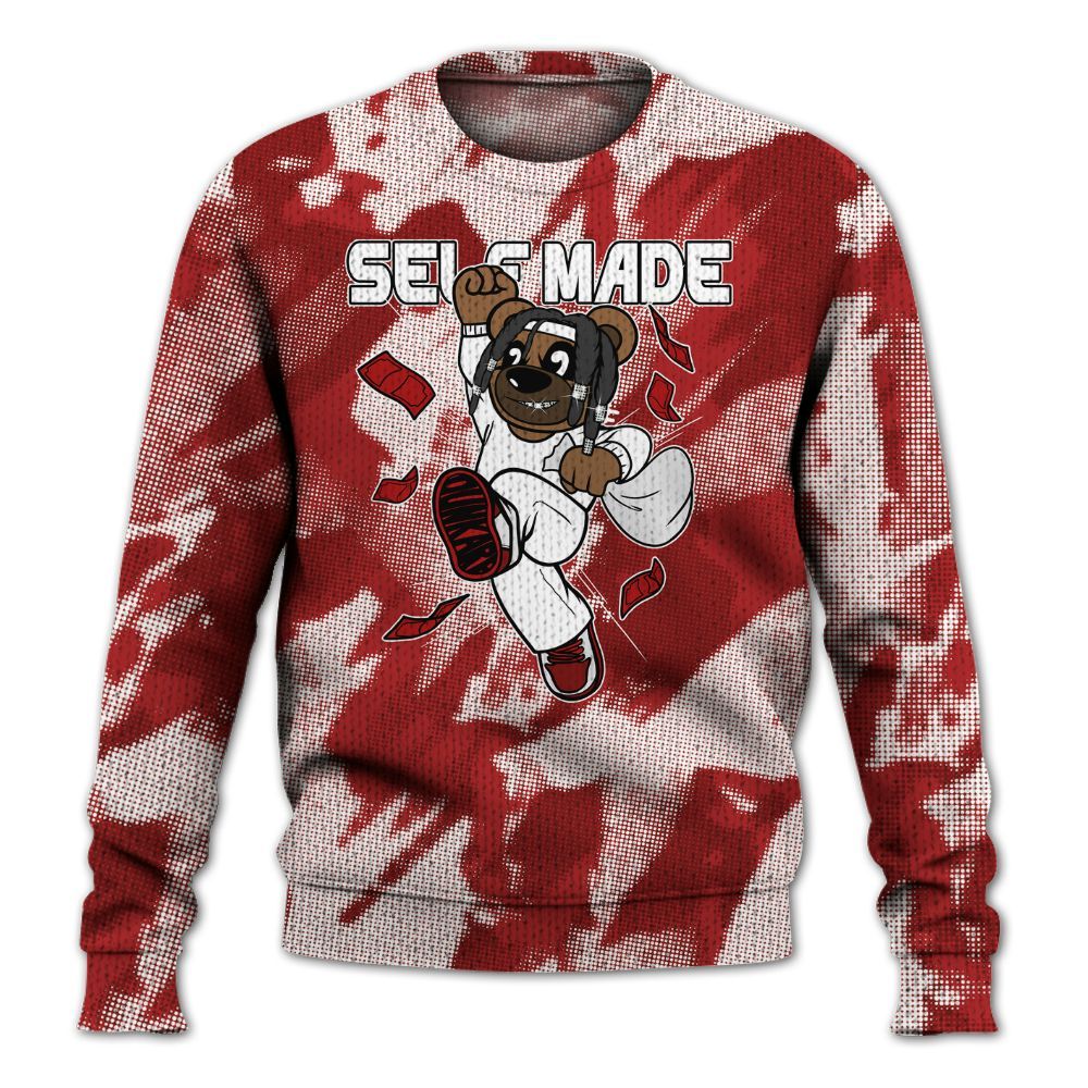 Knitted Sweater To Match Red Taxi 12s - Autonomous Bear Abstract Halftone