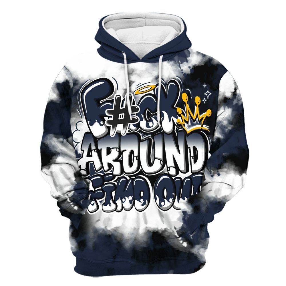 Hoodie To Match Dunk Low White Midnight Navy - Tie Dye FK Around Find Out All Over Print