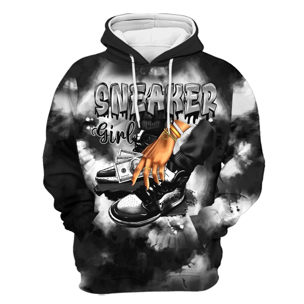 Hoodie To Match Black Cat NET 4s - SNEAKER Girl Money Drip Tie Dye All Over Print