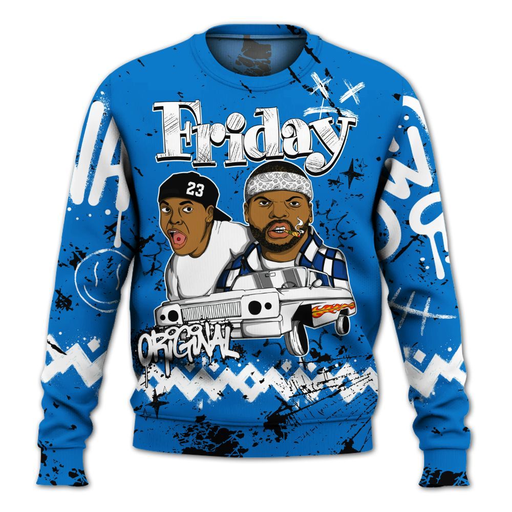 Sweatshirt To Match Blueberry 12s - Friday Sneaker Crayon All Over Print