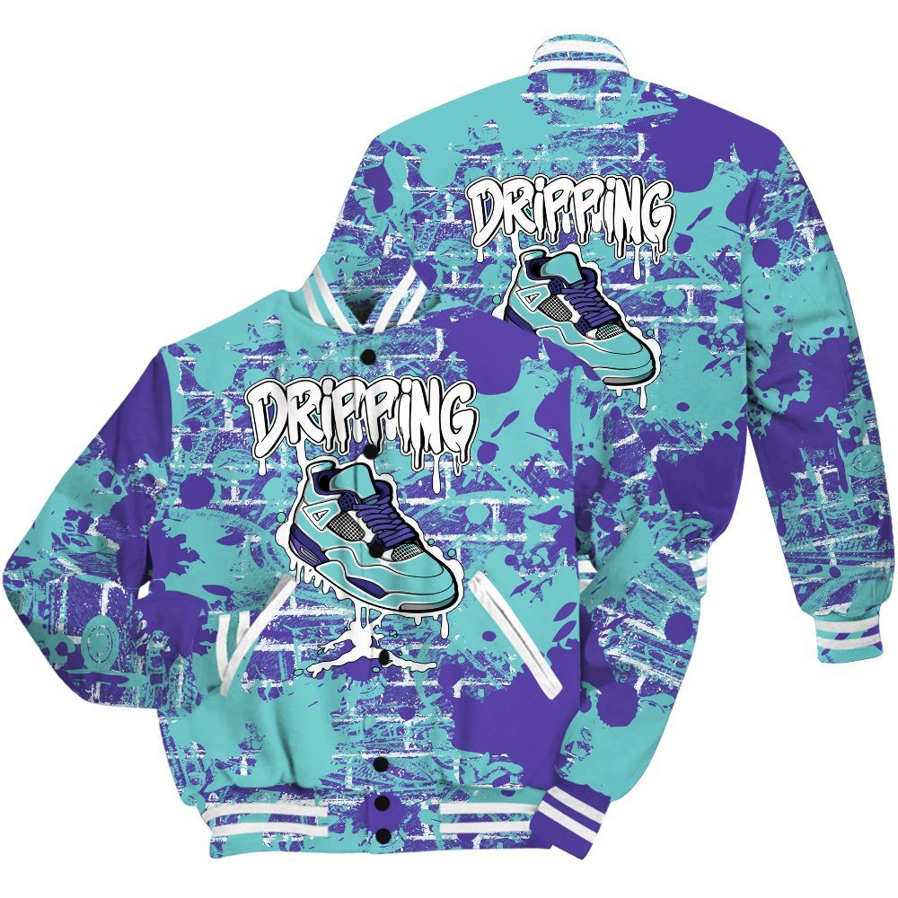 Varsity Jacket To Match Low Hornets 1s Shirt - Dripping Shoe 4S Graphic Street Art All Over Print