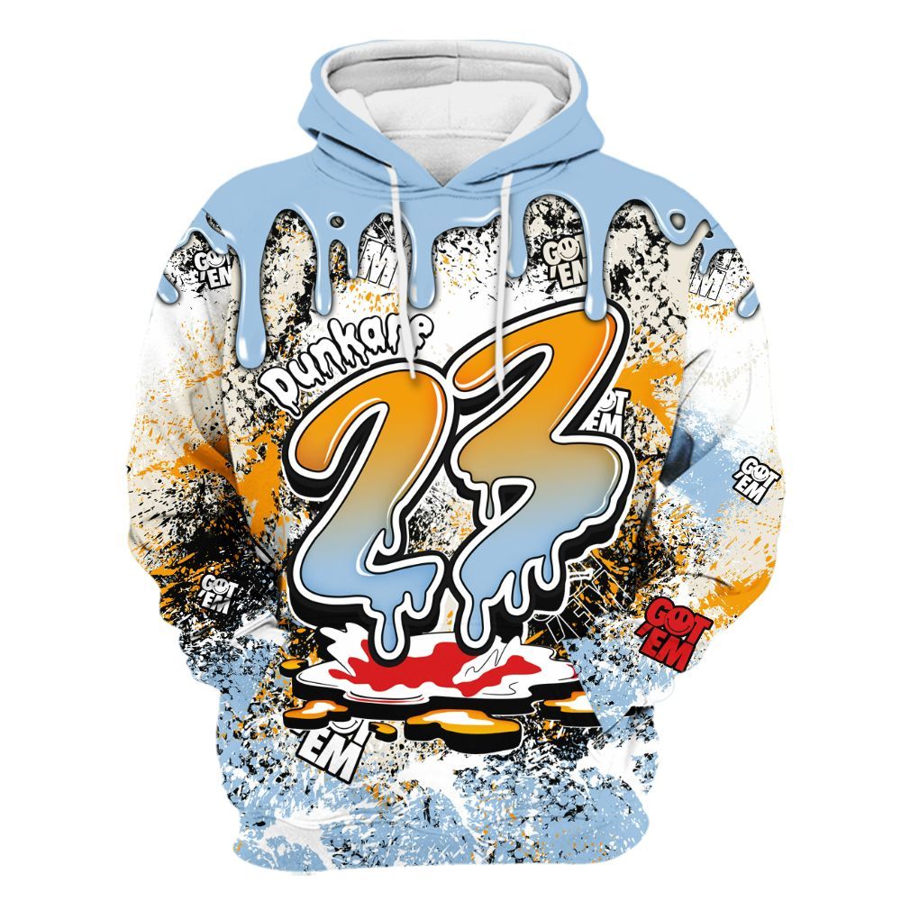 Hoodie To Match Retro High OG Pale Ivory Psychic Blue 1s - Dripping 23 Drip All Over Print