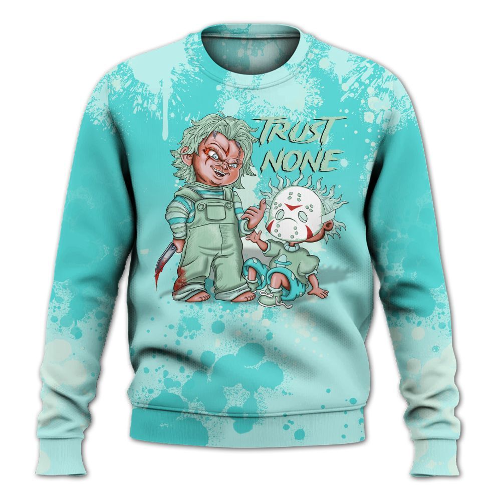 Sweatshirt To Match Low OG Washed Teal 1s - Trust No One Scary All Over Print