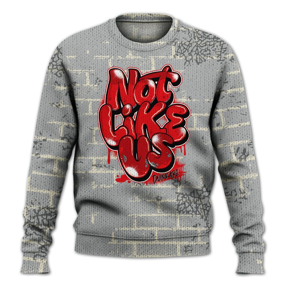 Knitted Sweater To Match Cement Grey 3s - None Like Us Graphic Brick Art