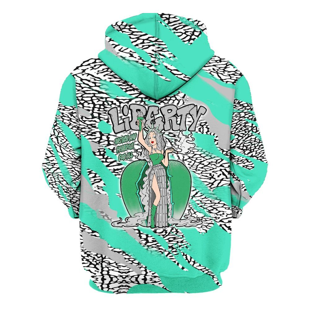 Hoodie To Match Black Green Glow 3s - Midwest Cartoon Colored All Over Print
