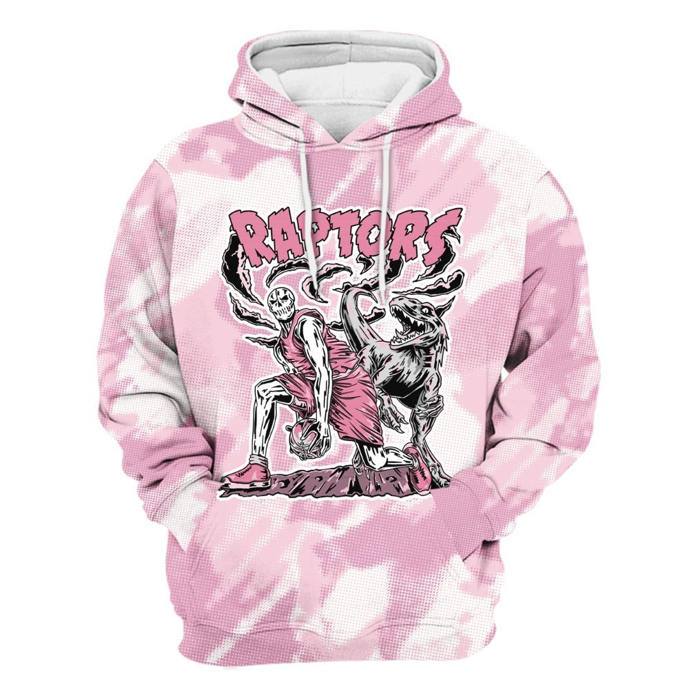 Hoodie To Match Orchid 4s - Raptors Skeleton Abstract Halftone All Over Print