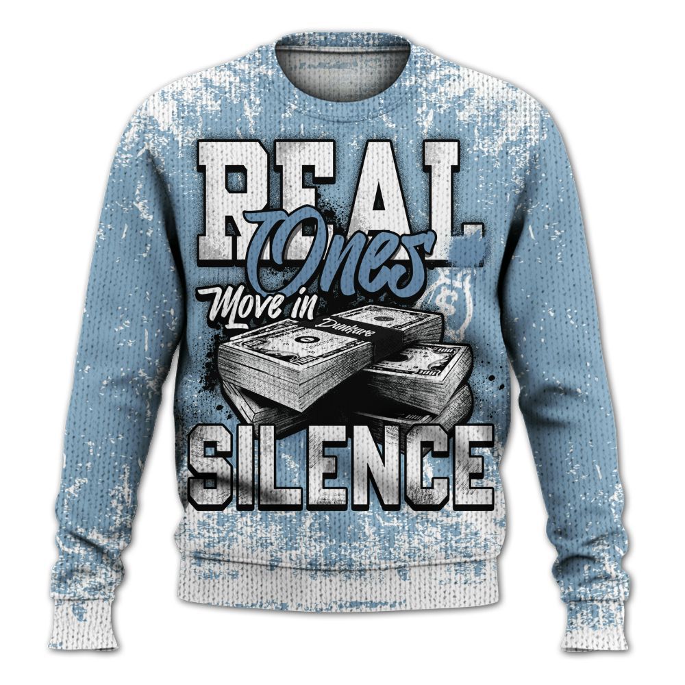 Knitted Sweater To Match High University Blue 1s - Move In Silence Money Street Retro