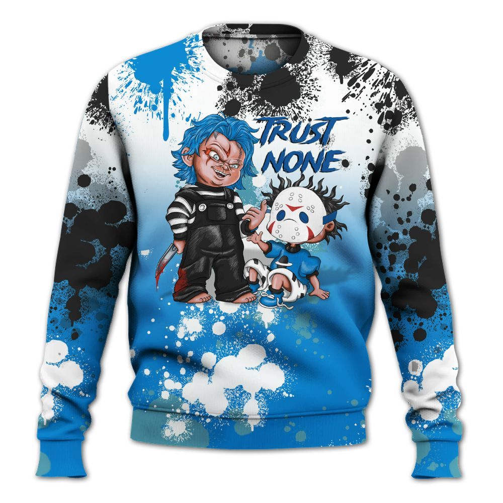 Sweatshirt To Match High OG FragmentxULA White Black 1s - Trust No One Scary All Over Print