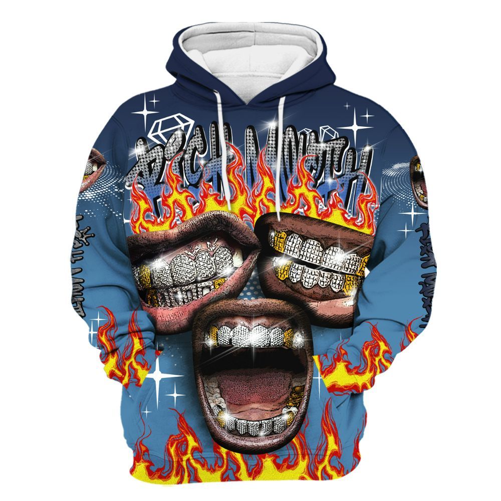 Hoodie To Match Air Force 1 Stash - Rich Mouth Fire Rap Retro 90s All Over Print