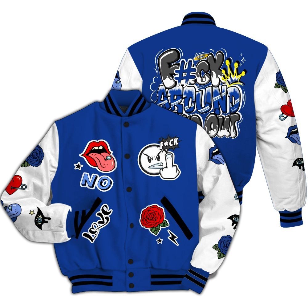 Varsity Jacket To Match Air Foamposite One Royal - FK Around Find Out All Over Print