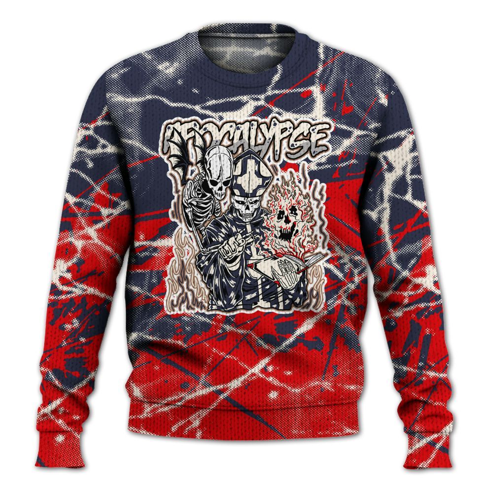 Knitted Sweater To Match Low OG Howard University 1s - Apocalypse Skeleton Profound