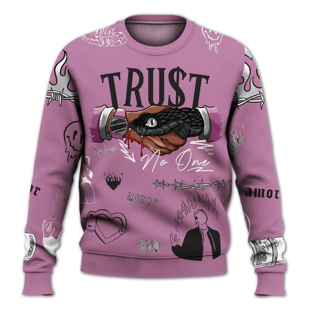 Sweatshirt To Match Neutral Grey Black White Orchid 4s - Trust No One Graphic All Over Print