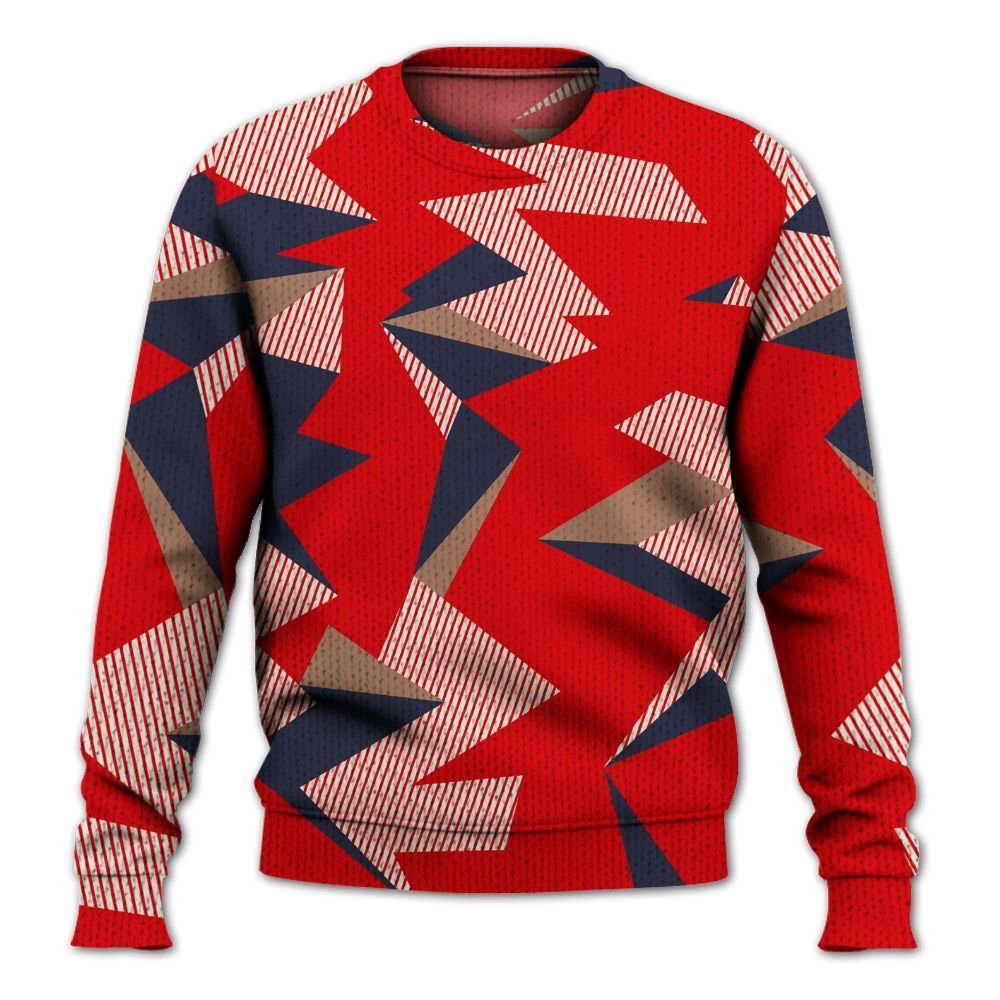 Knitted Sweater To Match Low OG Howard University 1s - Geometric Camouflage Pattern