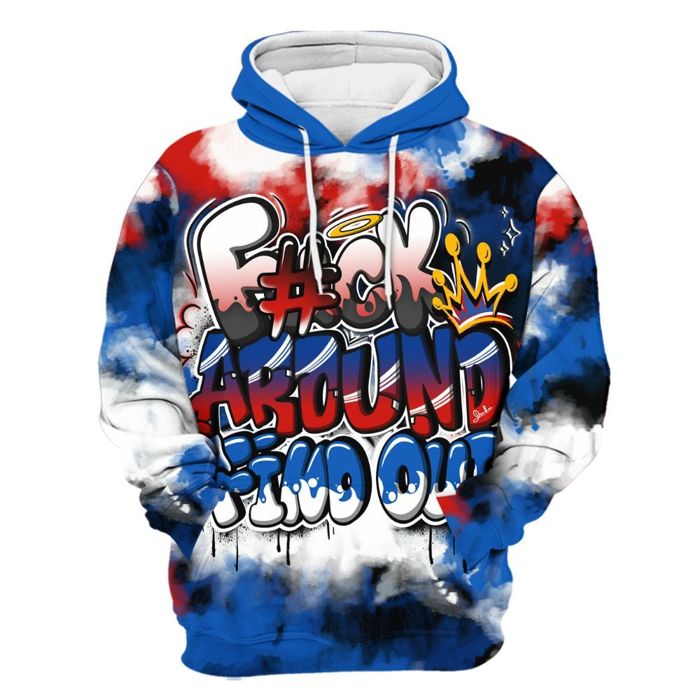 Hoodie To Match Kobe 6 Game Royal - Tie Dye FK Around Find Out All Over Print