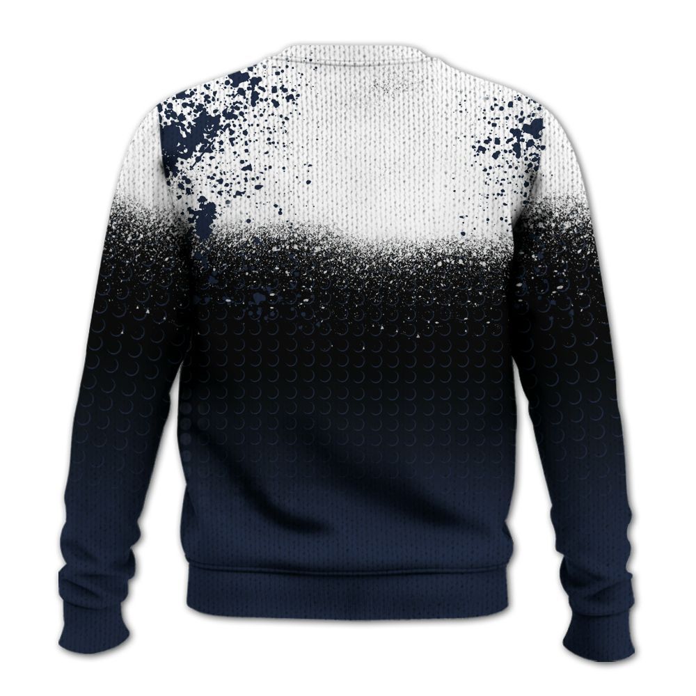 Knitted Sweater To Match Dunk Low White Midnight Navy - Halftone Time Is Money