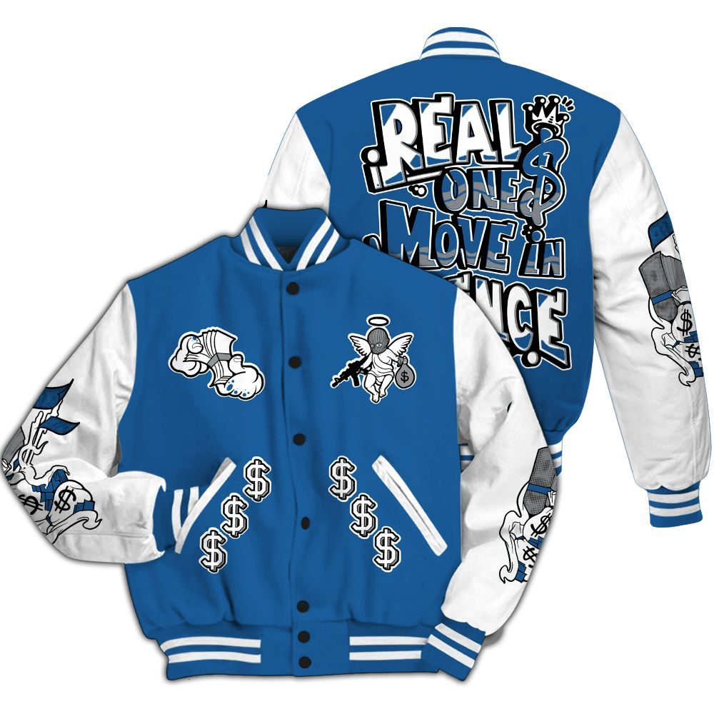 Varsity Jacket To Match French Blue 13s - Ones Move In Silence Graphic All Over Print