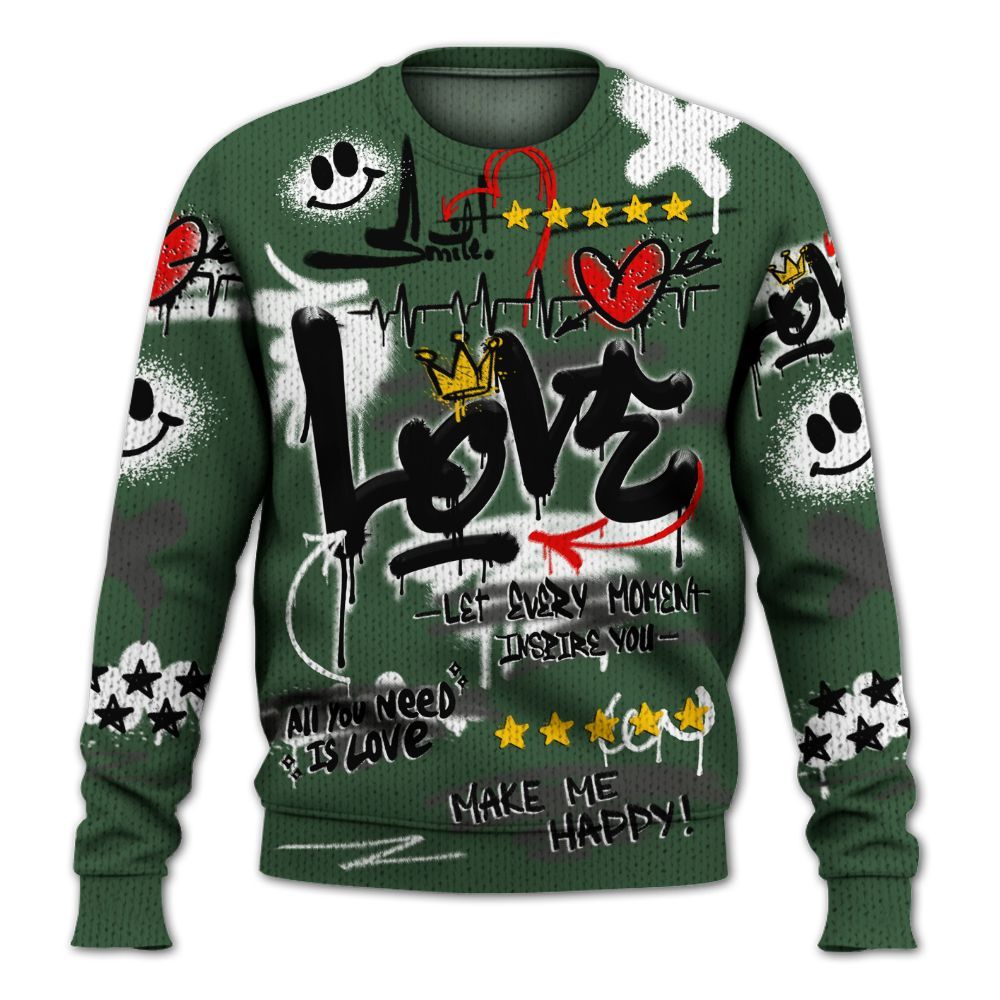Knitted Sweater To Match Dunk Low Skateboards Black - Happy Love Beats Graffiti Streetwear