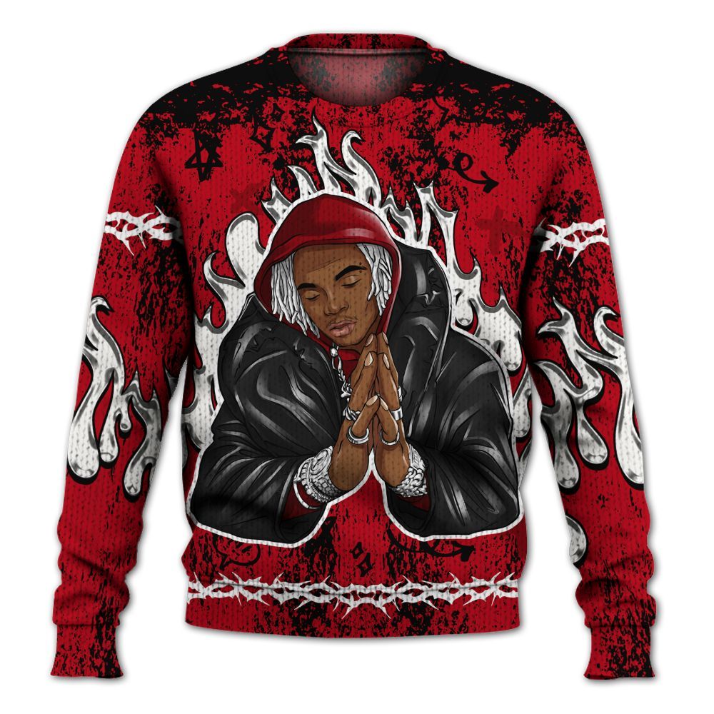 Knitted Sweater To Match Bred Velvet 11s - Trappin' Unique Graphics