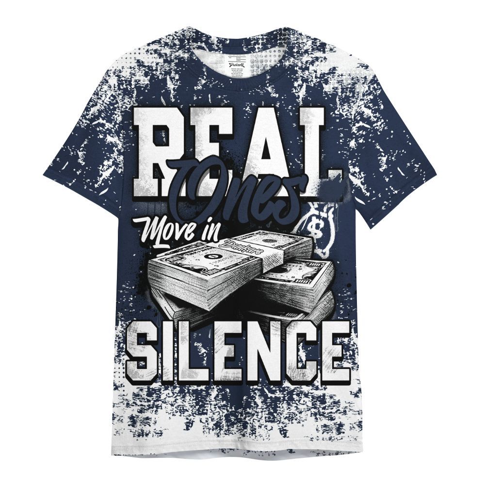 Shirt To Match Dunk Low White Midnight Navy - Move In Silence Money Street Retro All Over Print