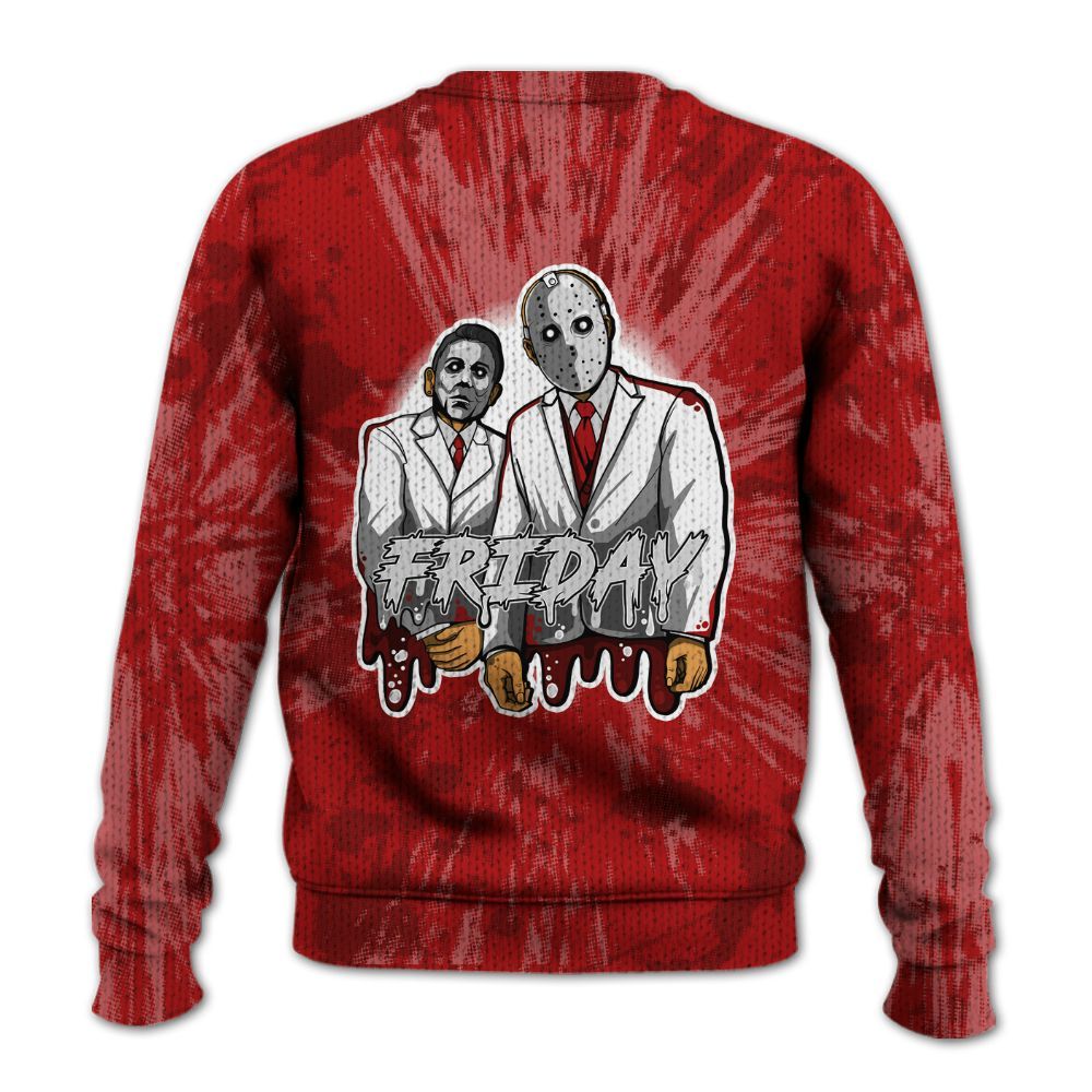 Knitted Sweater To Match Red Taxi 12s - Friday Halloween Graphic Luxury