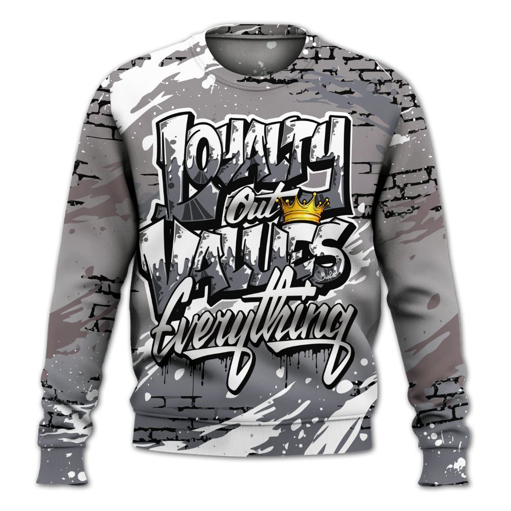 Sweatshirt To Match Cool Grey 11s - Values Of Loyalty Drip All Over Print