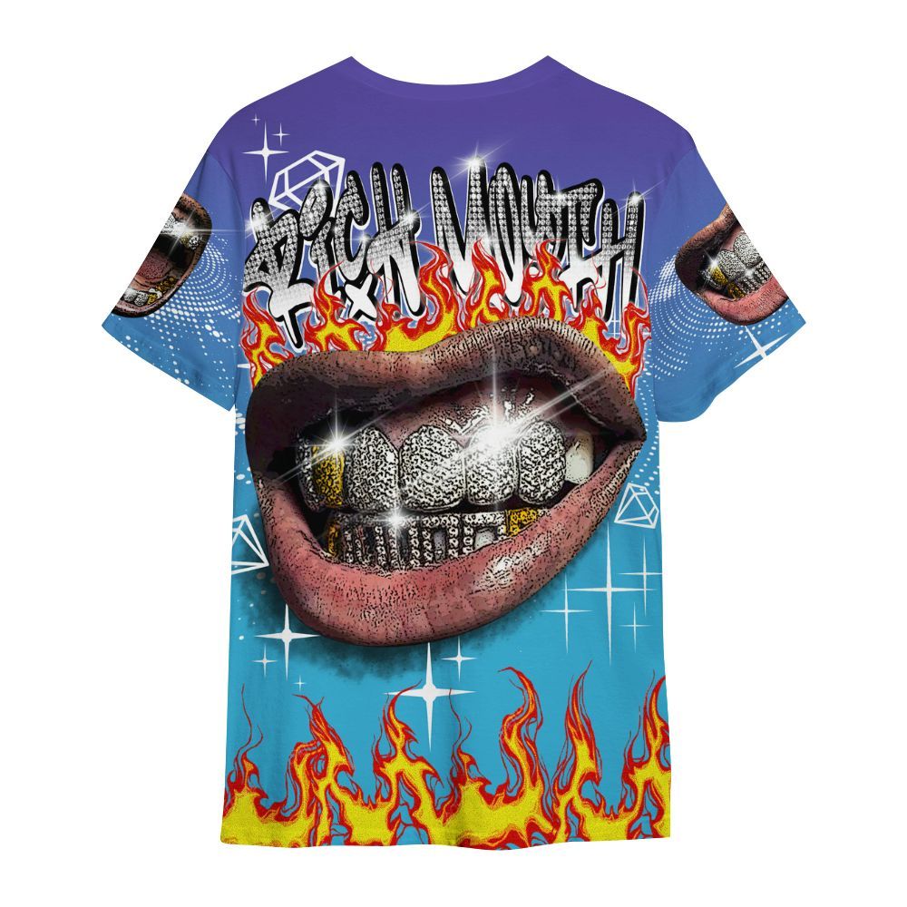 Shirt To Match Retro Aqua 6s - Rich Mouth Fire Rap Retro 90s All Over Print